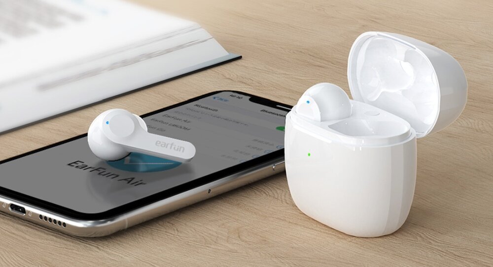 Słuchawki dokanałowe EARFUN Air dźwięki przetworniki bluetooth połaczenia akumulatory bezprzewodowe bluetooth wygoda użytkowanie