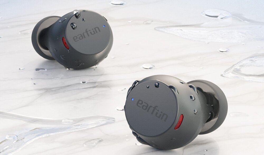 Słuchawki dokanałowe EARFUN Free Mini  DŹWIĘK JAKOŚĆ ERGONOMIA ROZMOWY POŁĄCZENIE AKUMULATORY OBSŁUGA LEKKOŚĆ ODPORNOŚĆ NA WODĘ