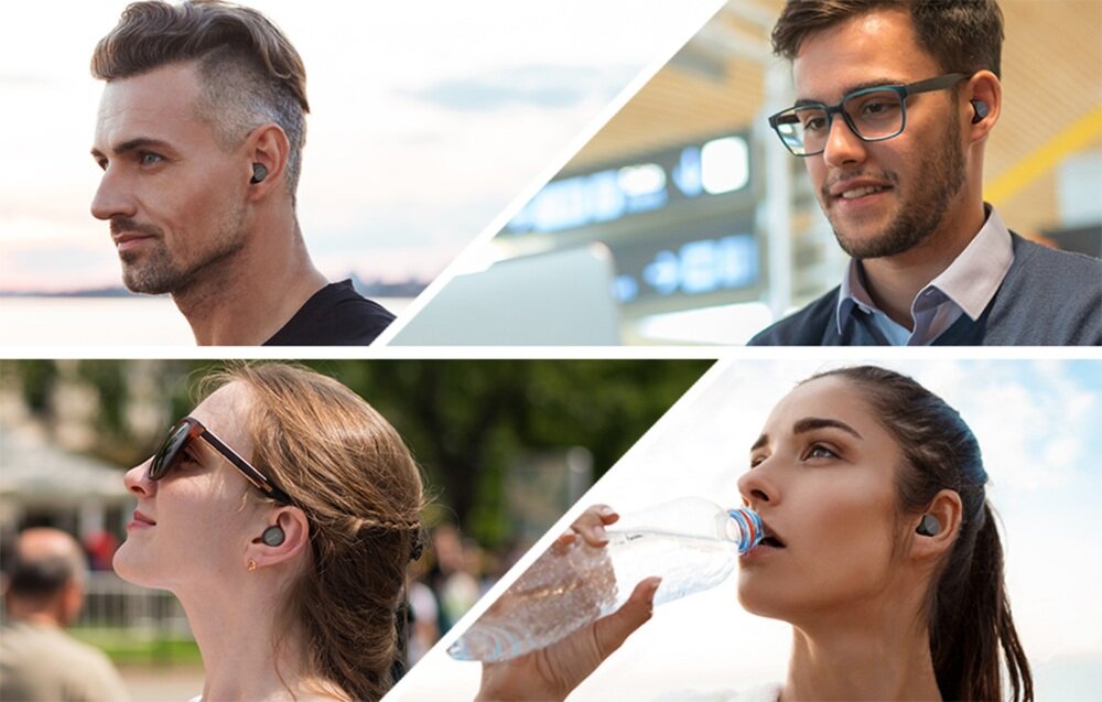 Słuchawki dokanałowe EARFUN Free Mini  DŹWIĘK JAKOŚĆ ERGONOMIA ROZMOWY POŁĄCZENIE AKUMULATORY OBSŁUGA LEKKOŚĆ ODPORNOŚĆ NA WODĘ