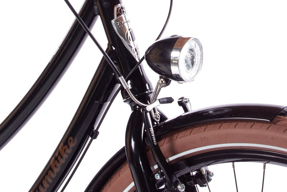 Rower miejski PLUMBIKE Donatella Lady 3B 26 cali damski Czarny oświetlenie LED retro design przedniej lampy