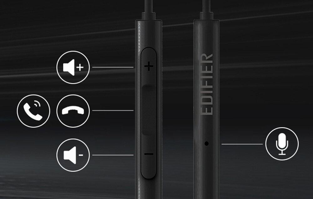 Słuchawki dokanałowe EDIFIER P205 pilot   