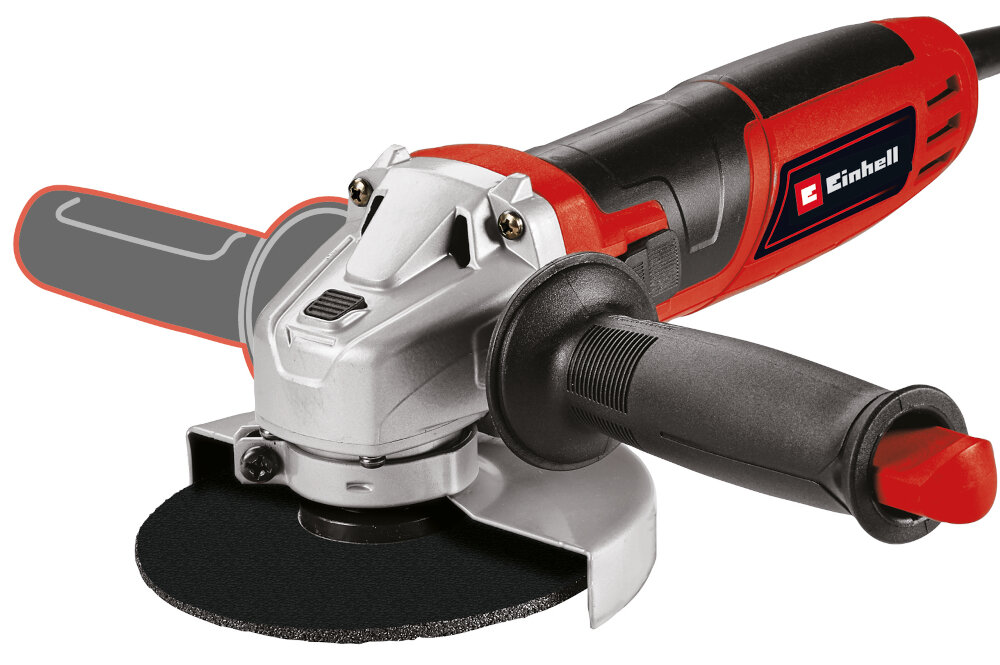Szlifierka kątowa EINHELL TC-AG 125-850 4430971 solidna metalowa obudowa przekladni wygodna rekojesc antyposlizgowy material uchwyt boczny montaz w dwoch pozycjach