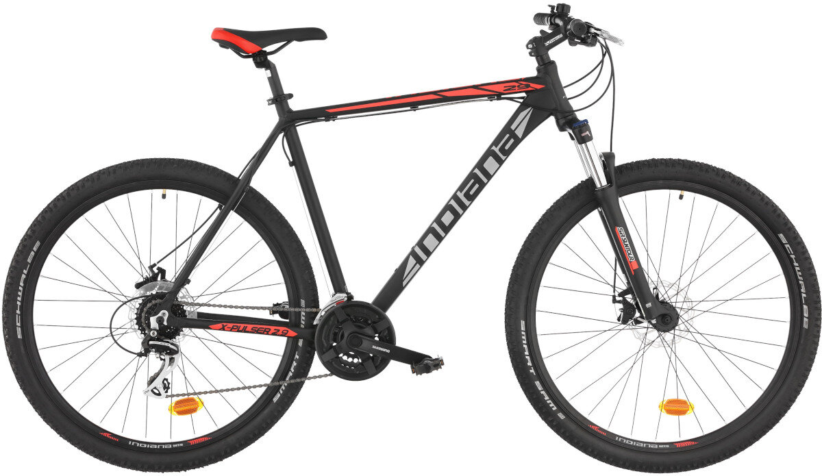 Rower górski MTB INDIANA X-Pulser 2.9 M19 29 cali męski Czarno-czerwony wyglad front bok