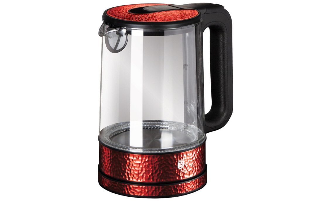 Czajnik BERLINGER HAUS Burgundy Collection BH/9094 pojemność wygląd kolor kolorystyka styl wykończenie wysoka jakość wykonanie filtr siatkowy  szklany korpus niebieskie światło LED  funkcja automatycznego wyłączania 