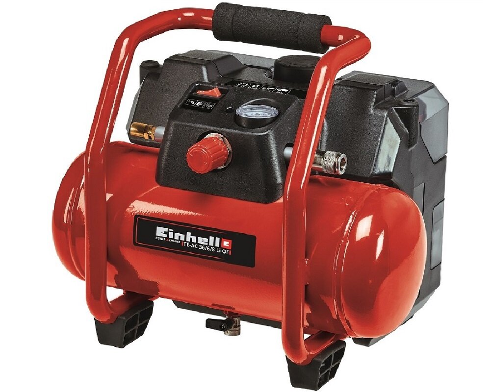 Kompresor EINHELL TE-AC 36-6-8 Li OF Set-Solo Mobilna Moc Bezobsługowy Efektywny Wydajne Źródło Zasilania Bogate wyposażenie