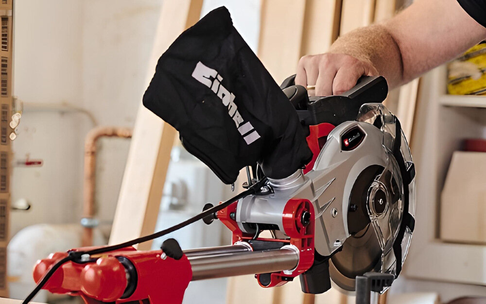 Pilarka ukosowa EINHELL TC-SM 2534-1 Dual worek na pył lejek czyste miejsce pracy