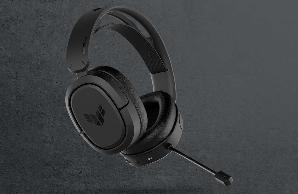 Słuchawki ASUS TUF Gaming H1 Wireless aktwyna redukcja szumów jakość wykonanie przetworniki łączność bezprzewodowa mikrofon regulacja głośność nauszniki pałąk regulacja