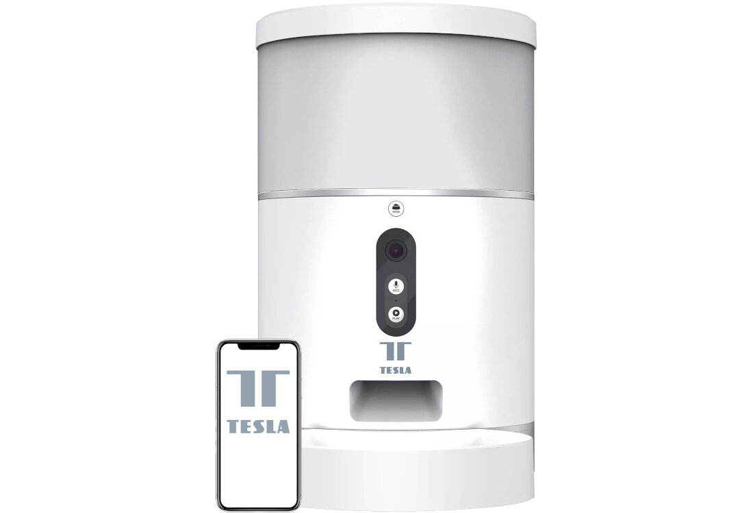 Dozownik karmy TESLA Smart Pet Feeder Camera planowanie posiłków aplikacja Smart App funkcja ręcznego wydawania porcji kontrola karmienie