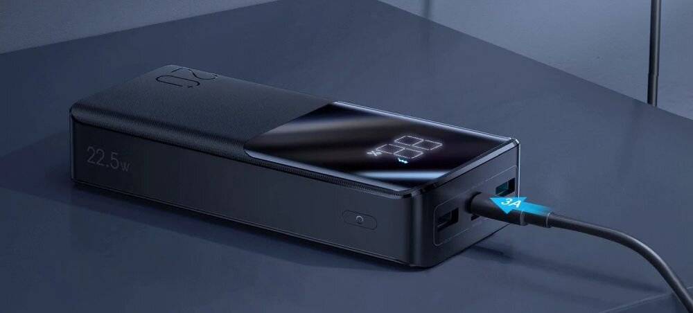 Powerbank JOYROOM JR-QP192   pojemność moc porty wyjścia USB-A USB typ-C ładowanie szybkość ekran diody wymiary waga odporny bezpieczny