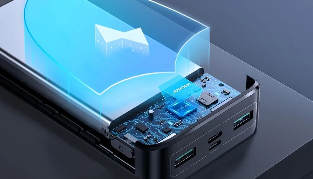 Powerbank JOYROOM JR-QP192   pojemność moc porty wyjścia USB-A USB typ-C ładowanie szybkość ekran diody wymiary waga odporny bezpieczny