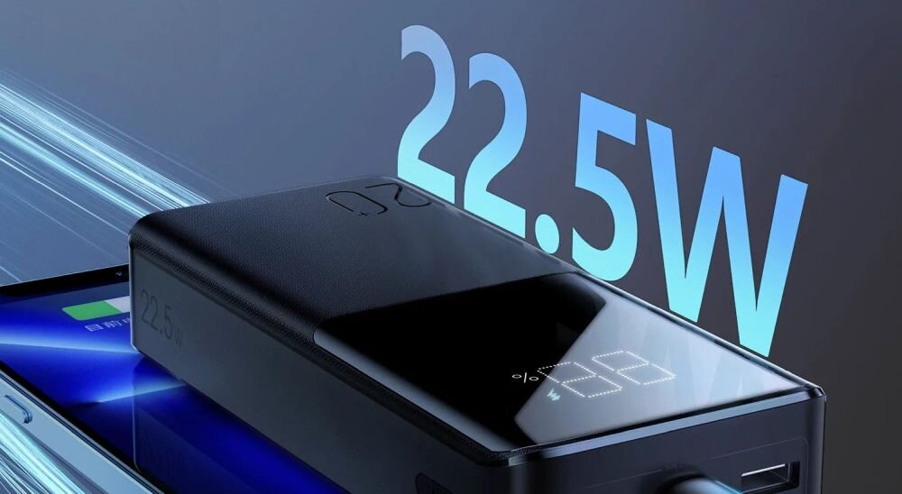 Powerbank JOYROOM JR-QP192   pojemność moc porty wyjścia USB-A USB typ-C ładowanie szybkość ekran diody wymiary waga odporny bezpieczny