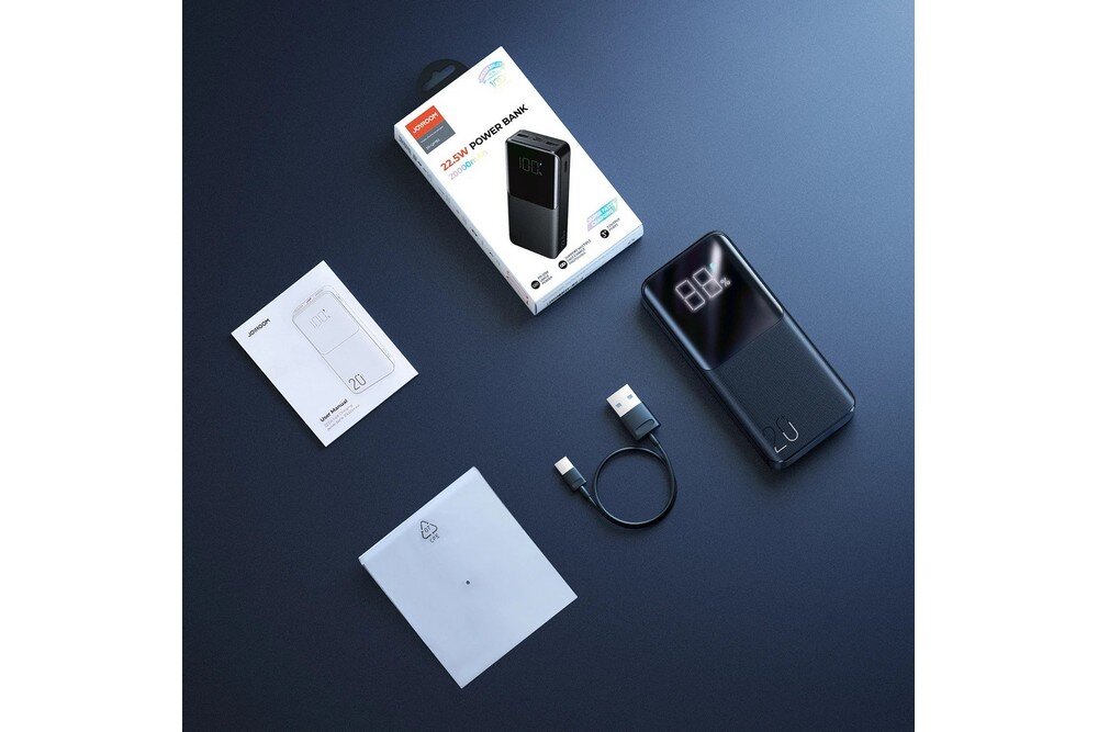 Powerbank JOYROOM JR-QP192   pojemność moc porty wyjścia USB-A USB typ-C ładowanie szybkość ekran diody wymiary waga odporny bezpieczny