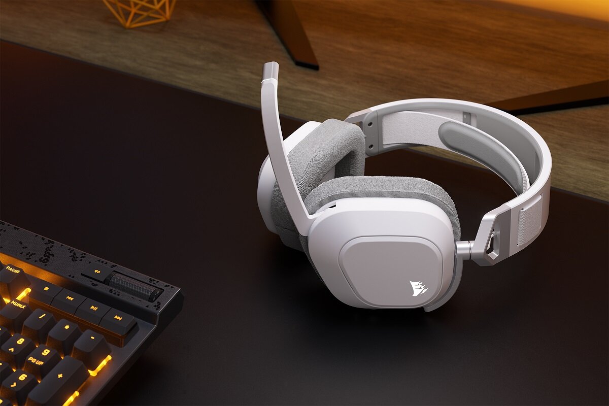 Słuchawki CORSAIR HS80 Max Wireless bezprzewodowy stylowy solidny gaming jakość dźwięku Sonarworks SoundID żywotność baterii