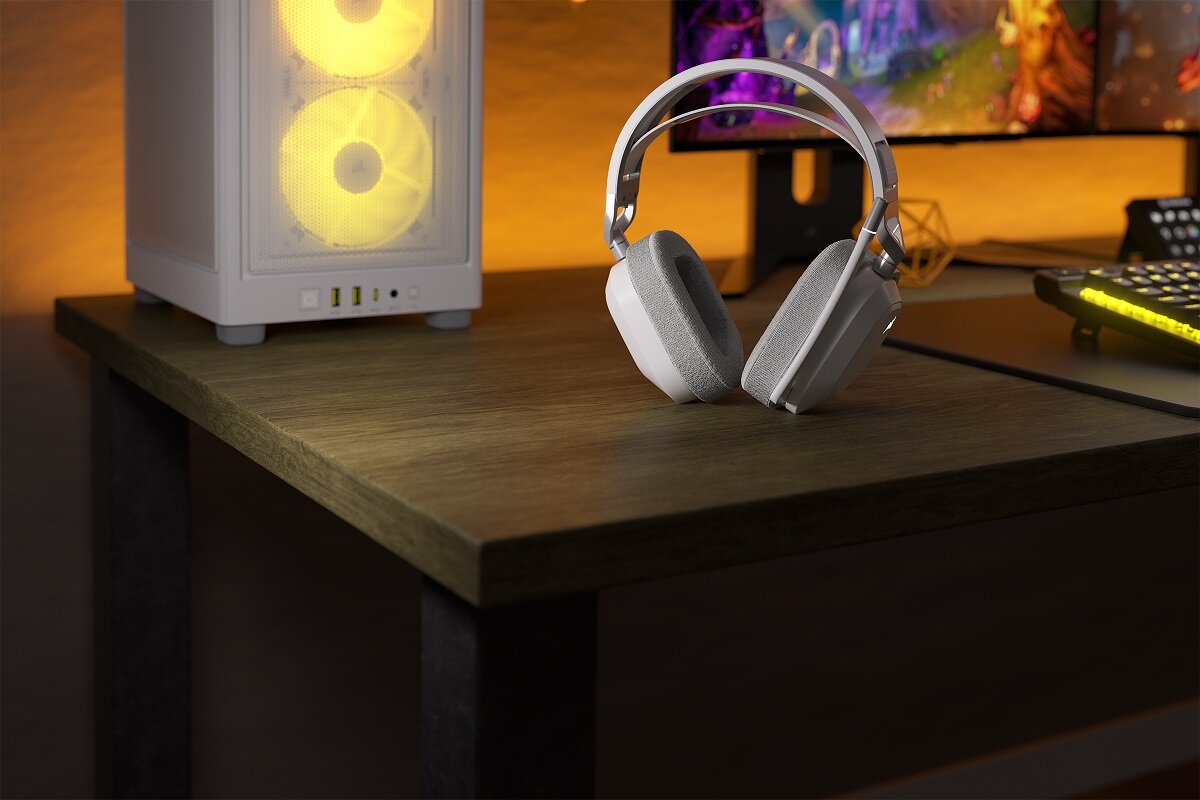 Słuchawki CORSAIR HS80 Max Wireless bezprzewodowy stylowy solidny gaming jakość dźwięku Sonarworks SoundID żywotność baterii