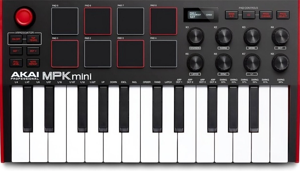 Klawiatura sterująca AKAI MPK Mini MK3 zabawa subskrybcja produkcja klawisze sample pokrętło joystick
