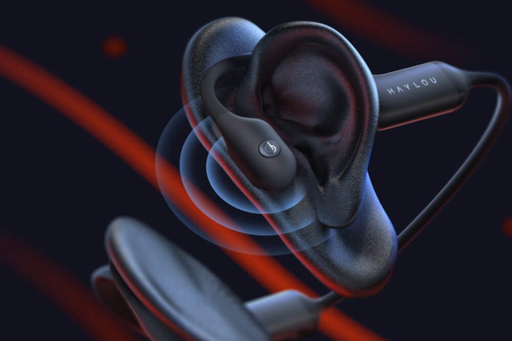 Słuchawki nauszne HAYLOU PurFree BC01 Czarny dźwięk jakość brzmienie przewodnictwo kostne 