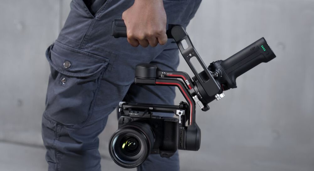 Gimbal DJI RS 3 fotografia stabilizacja nagrywanie żyroskop uchwyt zasilanie ładowanie bateria tryby przyciski złącza porty kompatybilność udźwig wykonanie pojemność