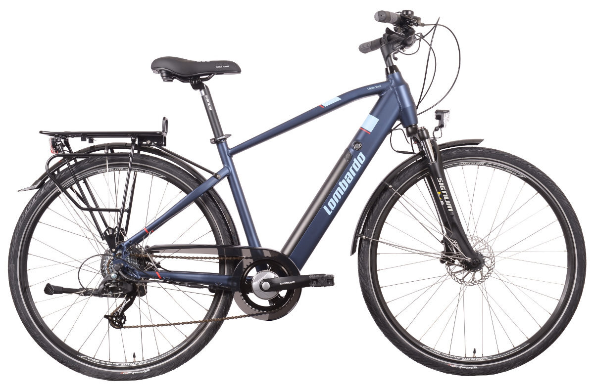 ROWER ELEKTRYCZNY TREKKING LOMBARDO VITERBO 28 CIEMNY NIEBIESKI M48 19 funkjonalne wyposazenie