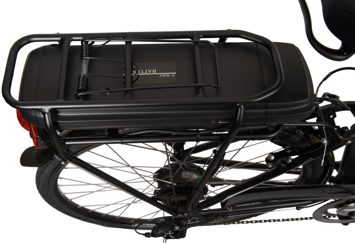 ROWER ELEKTRYCZNY MIEJSKI LOMBARDO TORINO SPORT 28 CZARNO-BIAŁY D46 18 funkcjonalny bagaznik