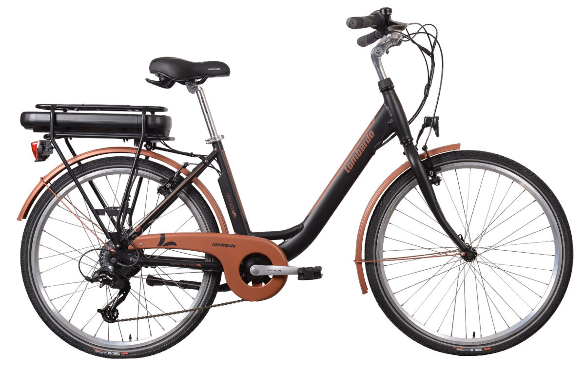 ROWER ELEKTRYCZNY MIEJSKI LOMBARDO LEVANZO 26 CZARNY-MIEDŹ MAT D43 17