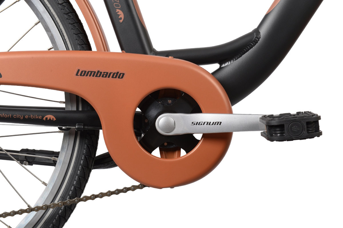 ROWER ELEKTRYCZNY MIEJSKI LOMBARDO LEVANZO 26 CZARNY-MIEDŹ MAT D43 17