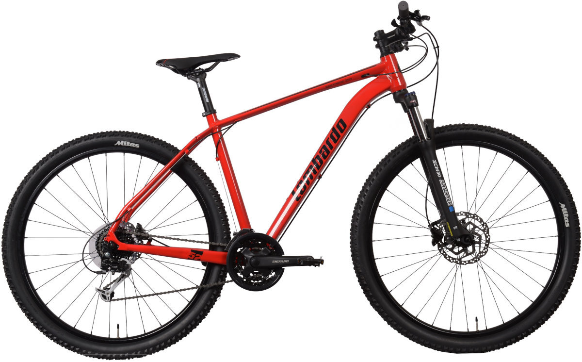 Rower gorski MTB LOMBARDO Sestriere 350 U20 29 cali Czerwono-czarny wyglad