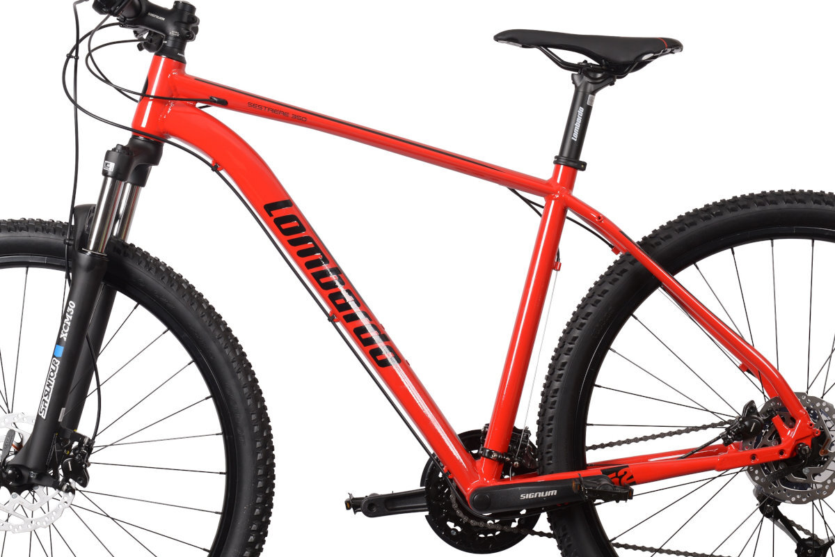 Rower gorski MTB LOMBARDO Sestriere 350 U20 29 cali Czerwono-czarny rama aluminium