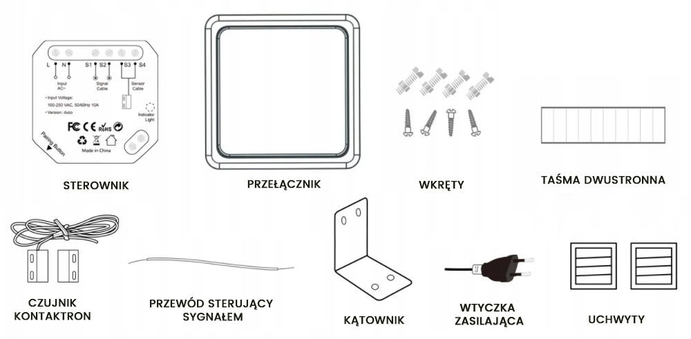 Sterownik bramy garażowej MODEMIX MOD027 WiFi zawartość opakowania