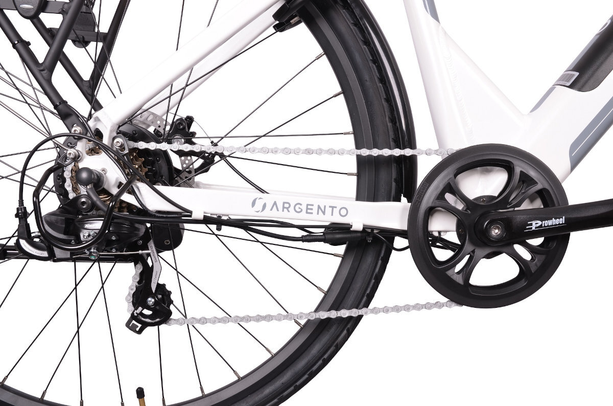 ROWER ELEKTRYCZNY MIEJSKI ARGENTO E-BIKE OMEGA PLUS 28 BIAŁO-CZARNY-SZARY D44 17 duze kola