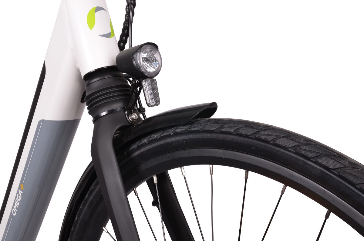 ROWER ELEKTRYCZNY MIEJSKI ARGENTO E-BIKE OMEGA PLUS 28 BIAŁO-CZARNY-SZARY D44 17 oswietl sobie droge