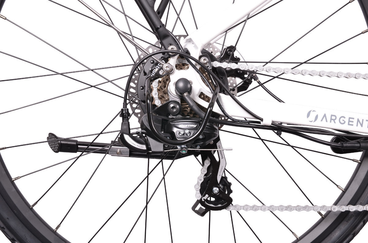 ROWER ELEKTRYCZNY MIEJSKI ARGENTO E-BIKE OMEGA PLUS 28 BIAŁO-CZARNY-SZARY D44 17 wydajne przerzutki