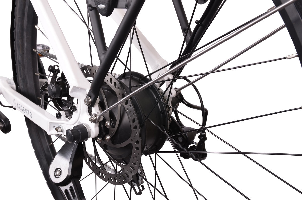 ROWER ELEKTRYCZNY MIEJSKI ARGENTO E-BIKE OMEGA PLUS 28 BIAŁO-CZARNY-SZARY D44 17 mocny silnik wydajna praca daleki dystans