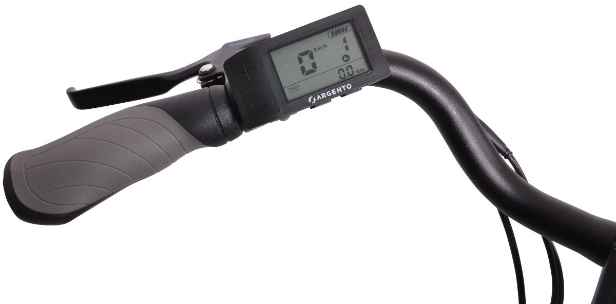 ROWER ELEKTRYCZNY MIEJSKI ARGENTO E-BIKE OMEGA PLUS 28 BIAŁO-CZARNY-SZARY D44 17 wyswietlacz