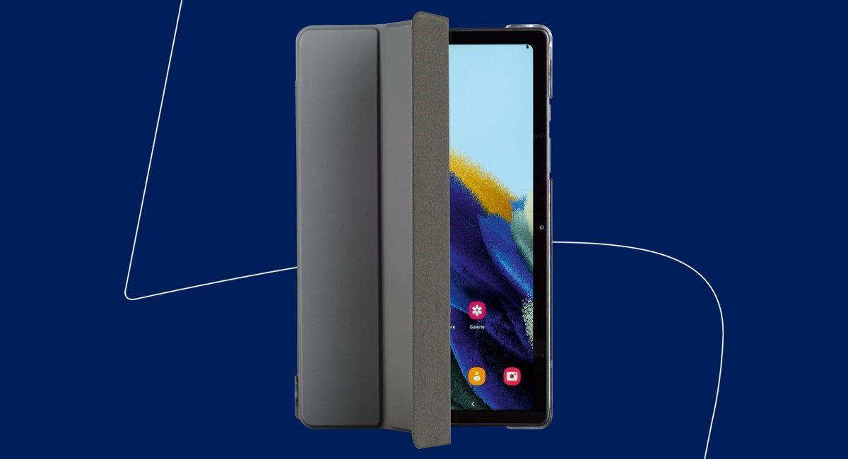 Inteligentne oszczędzanie energii, wbudowany magnes, automatyczne włączanie/wyłączanie, etui Hama Fold Clear na Galaxy Tab A8