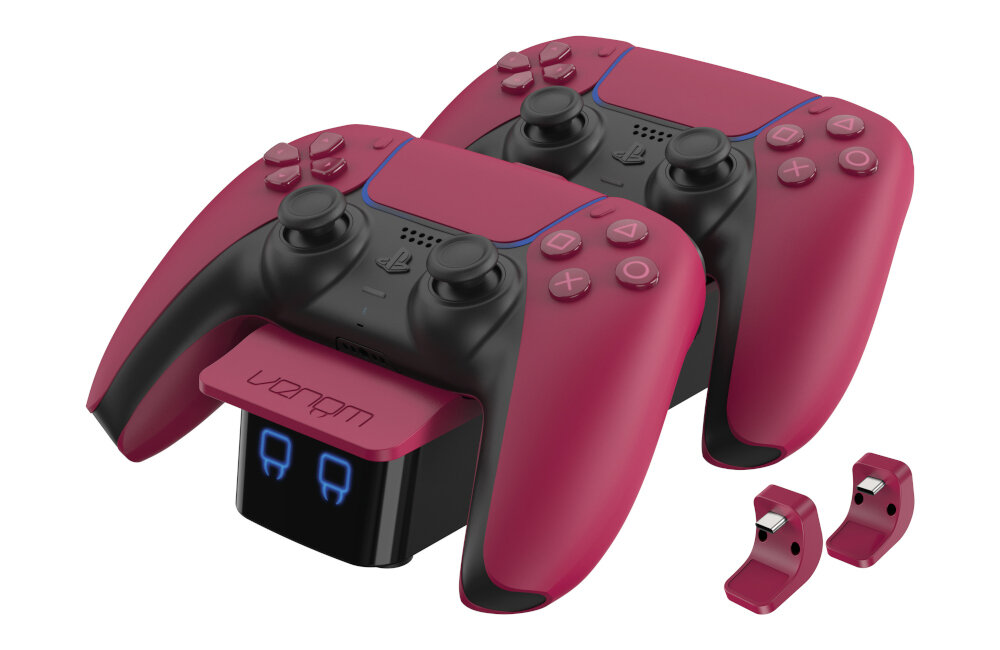 Podwójna stacja dokująca VENOM VS5010 do padów PS5 Czerwony porządek kabel design wygoda przechowywanie