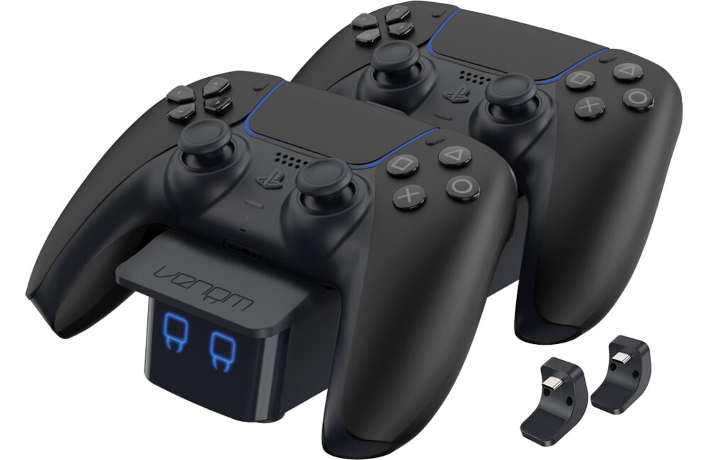 Podwójna stacja dokująca VENOM VS5010 do padów PS5 Czerwony porządek kabel design wygoda przechowywanie