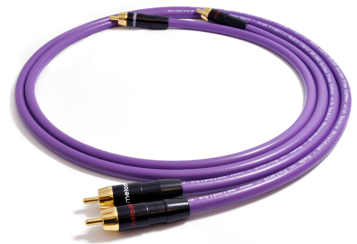 Kabel 2x RCA - 2x RCA MELODIKA 1.0 m konstrukcja typ miedź materiał czystość przekrój