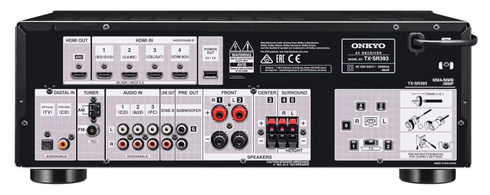 Kino domowe ONKYO TX-SR393DAB-B + JAMO S-807 HCS  - kolumny