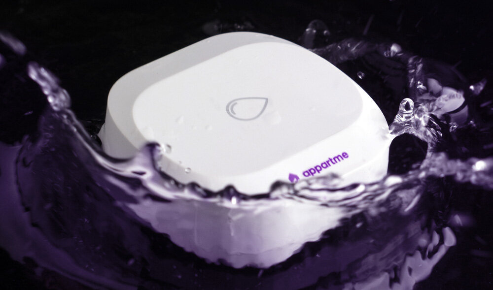 Czujnik zalania APPARTME APRM-02-002 ZigBee narzedzie do ochrony przed skutkami zalania zaawansowane technologie wykrywania integracja z inteligentnymi systemami smart home staly monitoring