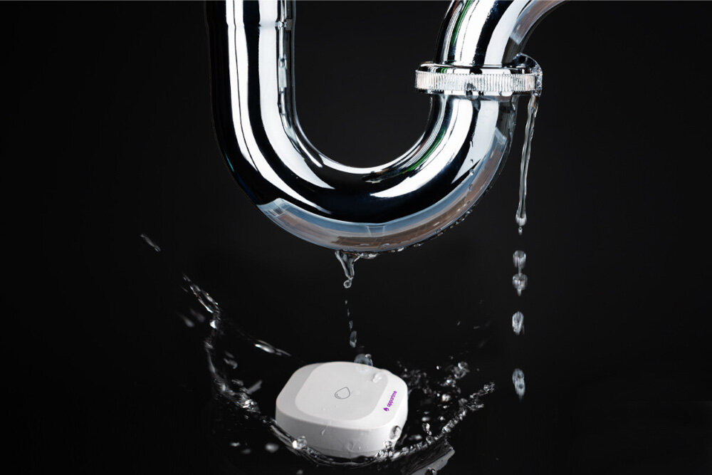 Czujnik zalania APPARTME APRM-02-002 ZigBee samodzielne dzialanie montaz na podlodze blyskawiczna reakcja