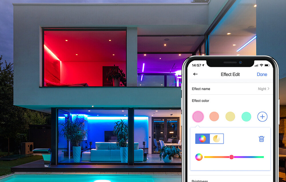 Taśma LED MEROSS MSL320 10 m Wi-Fi jasność kolor aplikacja komendy głosowe Apple HomeKit Google Assistant