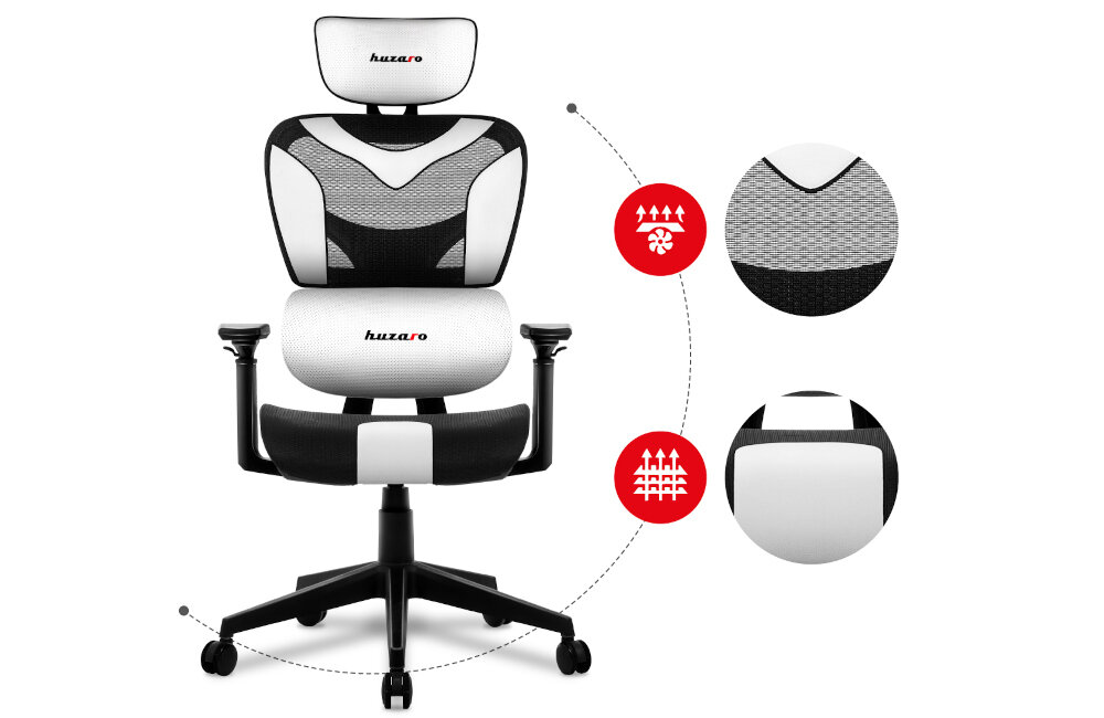 Fotel HUZARO Combat 8.0 cyrkulacja powietrza tkanina struktura