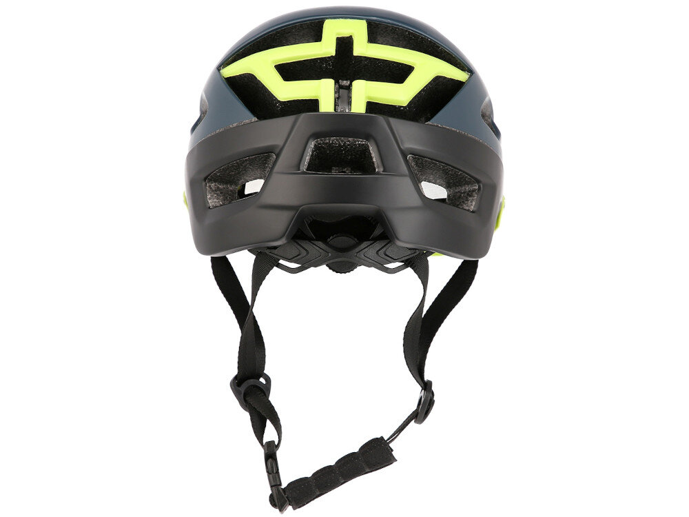 Kask rowerowy NILS EXTREME MTW208 Granatowo-zielony MTB (rozmiar L) skorupa z tworzywa PC bardzo dobra jakość wykonania trwałość odporność na uszkodzenia siatka chroniąca przed owadami