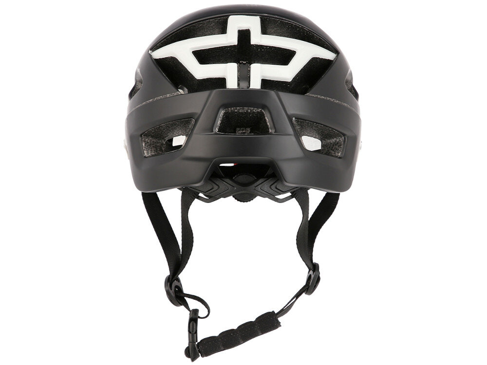 Kask rowerowy NILS EXTREME MTW208 Czarno-biały MTB (rozmiar L) opcja regulacji w zakresie 55-61 cm