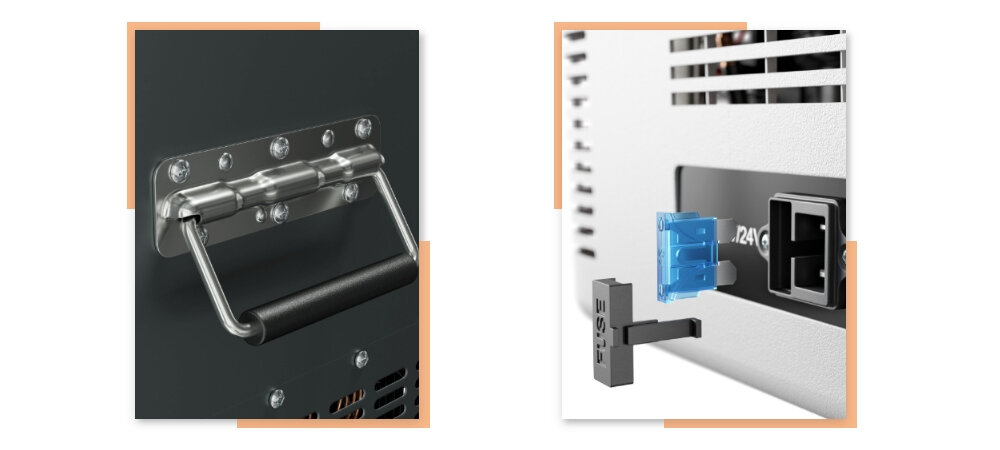 Lodówka YETICOOL KL100 funkcje wbudowane gniazdo USB-C ergonomiczny uchwyt wielopoziomowe zabezpieczenie