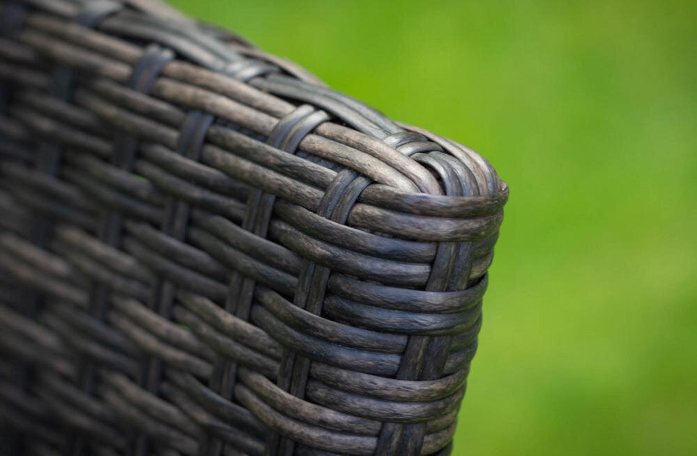 MEVEN krzesło mebel ergonomiczny kształt wysokość stół relaks stalowy stelaż rattan