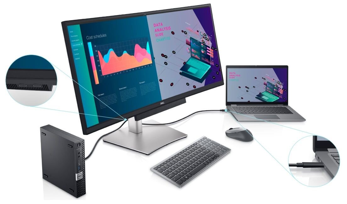 Monitor DELL P3421WM - wielozadaniowość