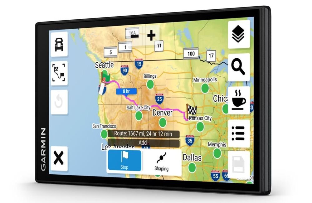 Nawigacja GARMIN Dezl LGV610 MT-D Europa mapa trasa przejazd prędkość aktualizacja zasilanie ekran przekątna montaż uchwyt łączność samochód zdjęcie z informacjami z navigacji