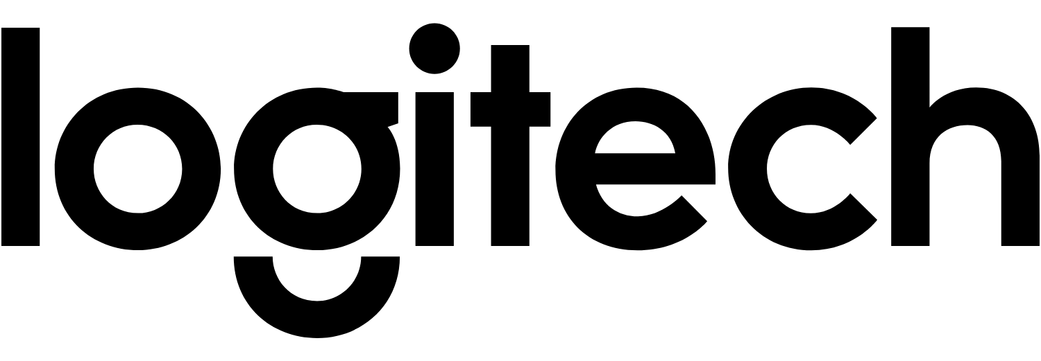 Logo z napisem \'logitech\' w czarnym kolorze na białym tle.