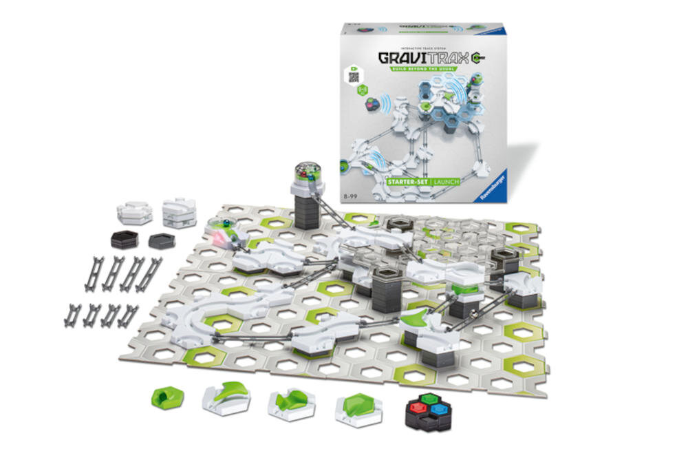 RAVENSBURGER zestaw startowy gravitrax power dodatki starter finish sygnał radiowy bieg kulka tor kontroler konstrukcja krytyczne myślenie rozwiązywanie problemy